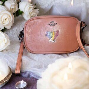 Coach x Peanuts Snoopy Rainbow Pink Leather Mini Crossbody Bag NWT